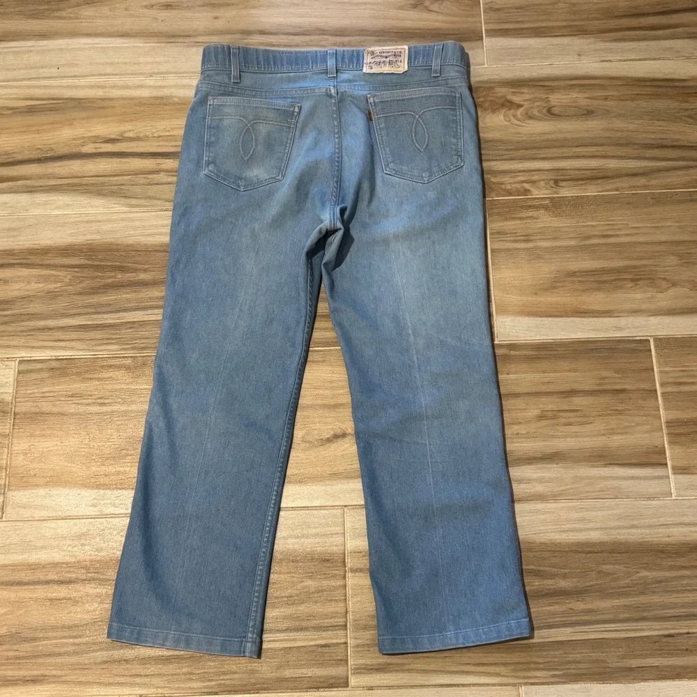 Vtg Levis 393 Movin On Jeans Light Wash Denim Work Pants Cotton Poly Blend 36x30